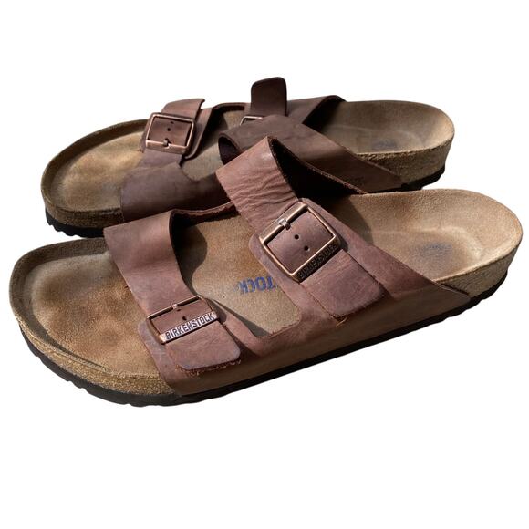 Birkenstock Other - Birkenstock Men's Arizona Sandal EU 46 US 13 Brown Leather Slide Double Strap